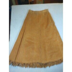 Vintage Phoenix USA Frontier Collection Suede Skirt Women's 9 Leather Fringed Ma